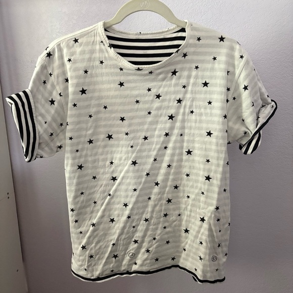 UNIFORM EXPERIMENT x FRAGMENT sz 1 S Reversible Tshirt White Striped Black Star - Picture 1 of 13
